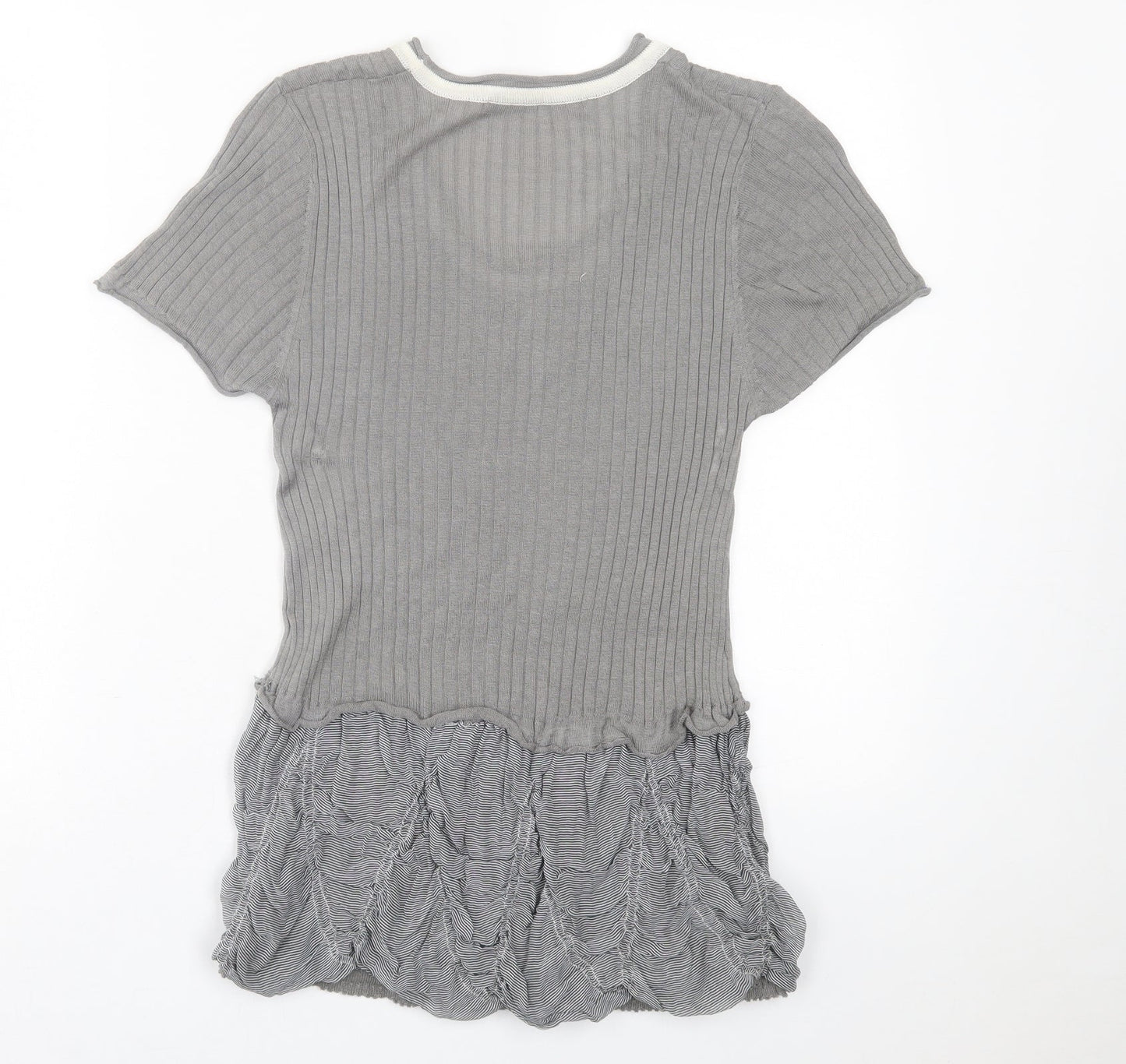 camela me Womens Grey  Viscose Basic T-Shirt Size XL Scoop Neck