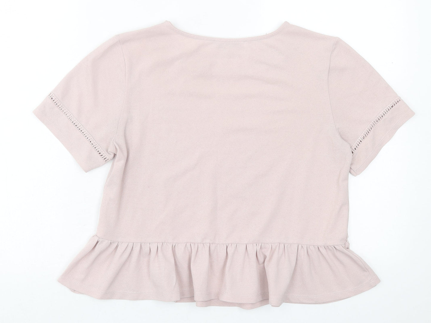 Pull&Bear Womens Pink  Polyester Basic T-Shirt Size M Crew Neck