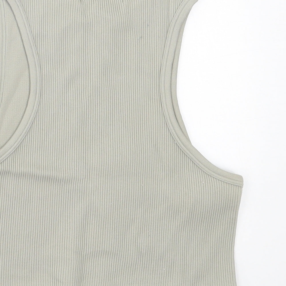 Dunnes Stores Womens Green  Nylon Cropped Tank Size M Crew Neck