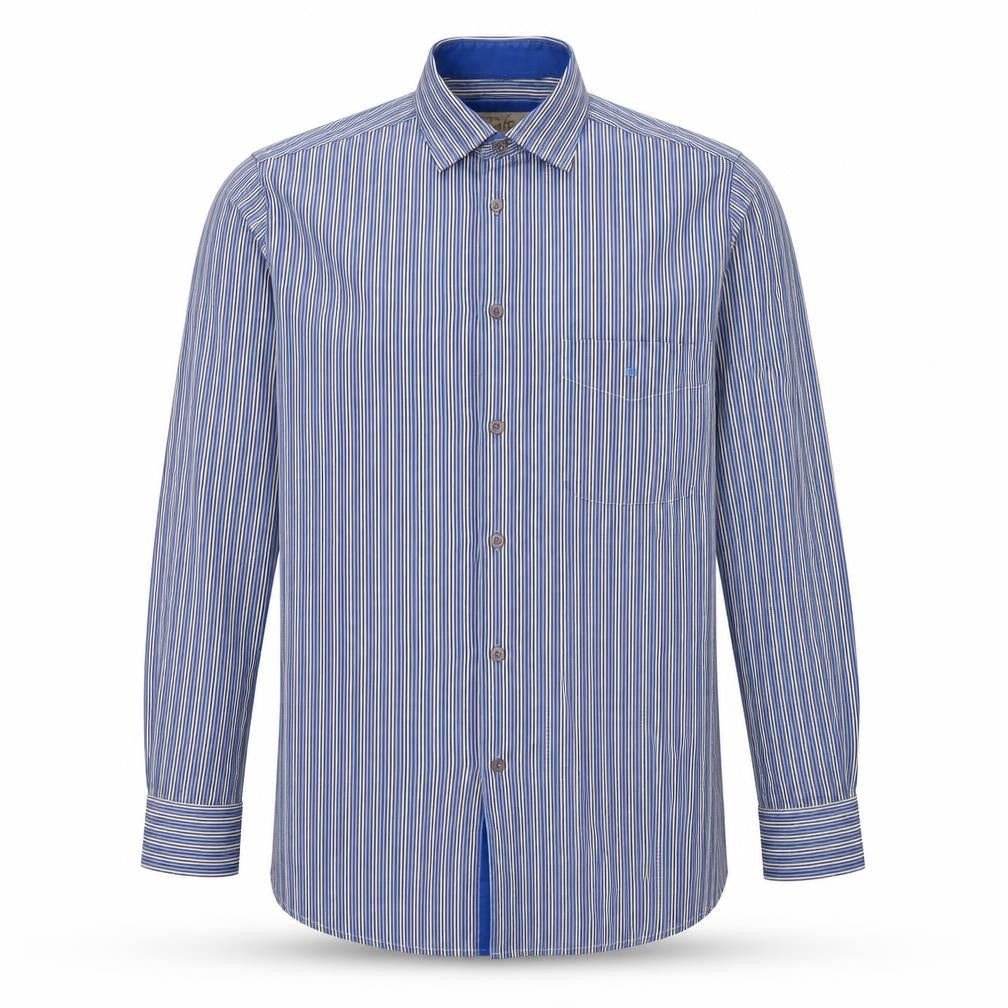 Daniel Grahame  Mens Blue Striped Polyester  Button-Up Size M Collared