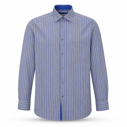 Daniel Grahame  Mens Blue Striped Polyester  Button-Up Size M Collared