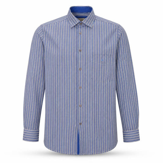 Daniel Grahame  Mens Blue Striped Polyester  Button-Up Size M Collared