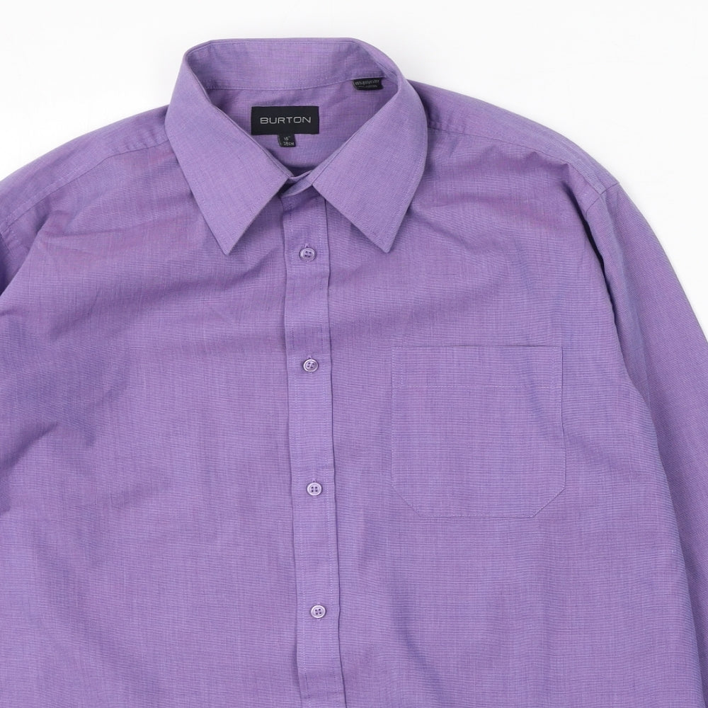 Burton Mens Purple  Polyester  Button-Up Size 38 Collared