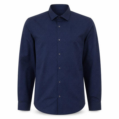 F&F Mens Blue Polka Dot Cotton  Button-Up Size S Collared