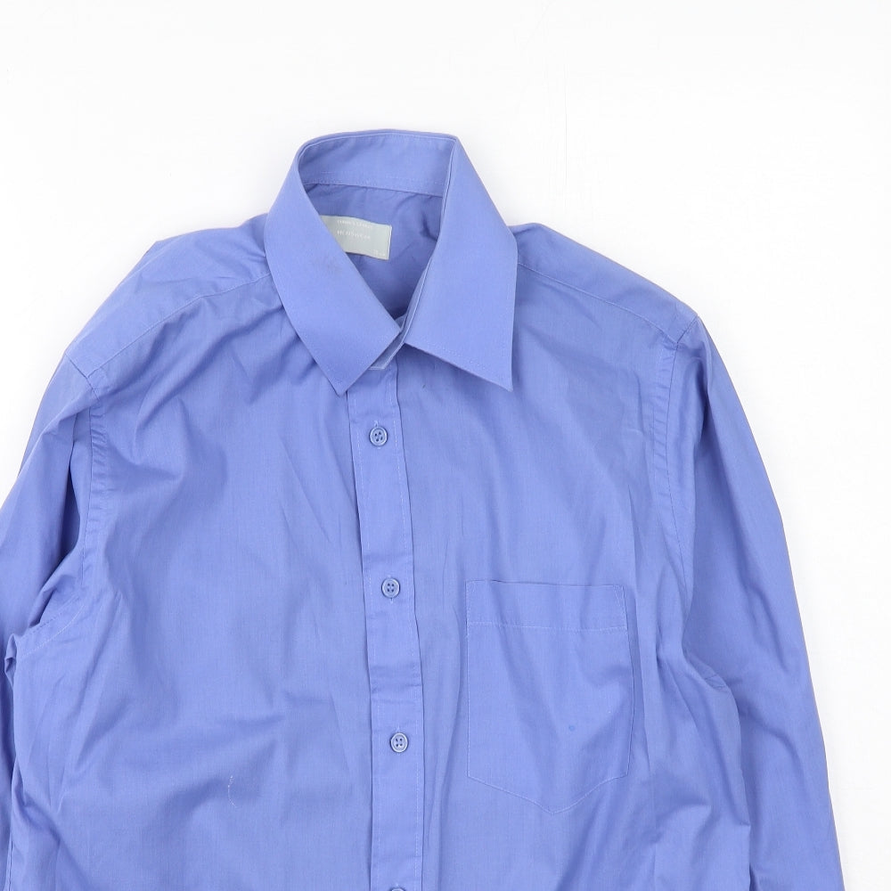 Dunnes Stores Mens Blue  Cotton  Button-Up Size 38 Collared