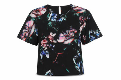 Warehouse Womens Multicoloured Floral Polyester Basic Blouse Size 10 Round Neck