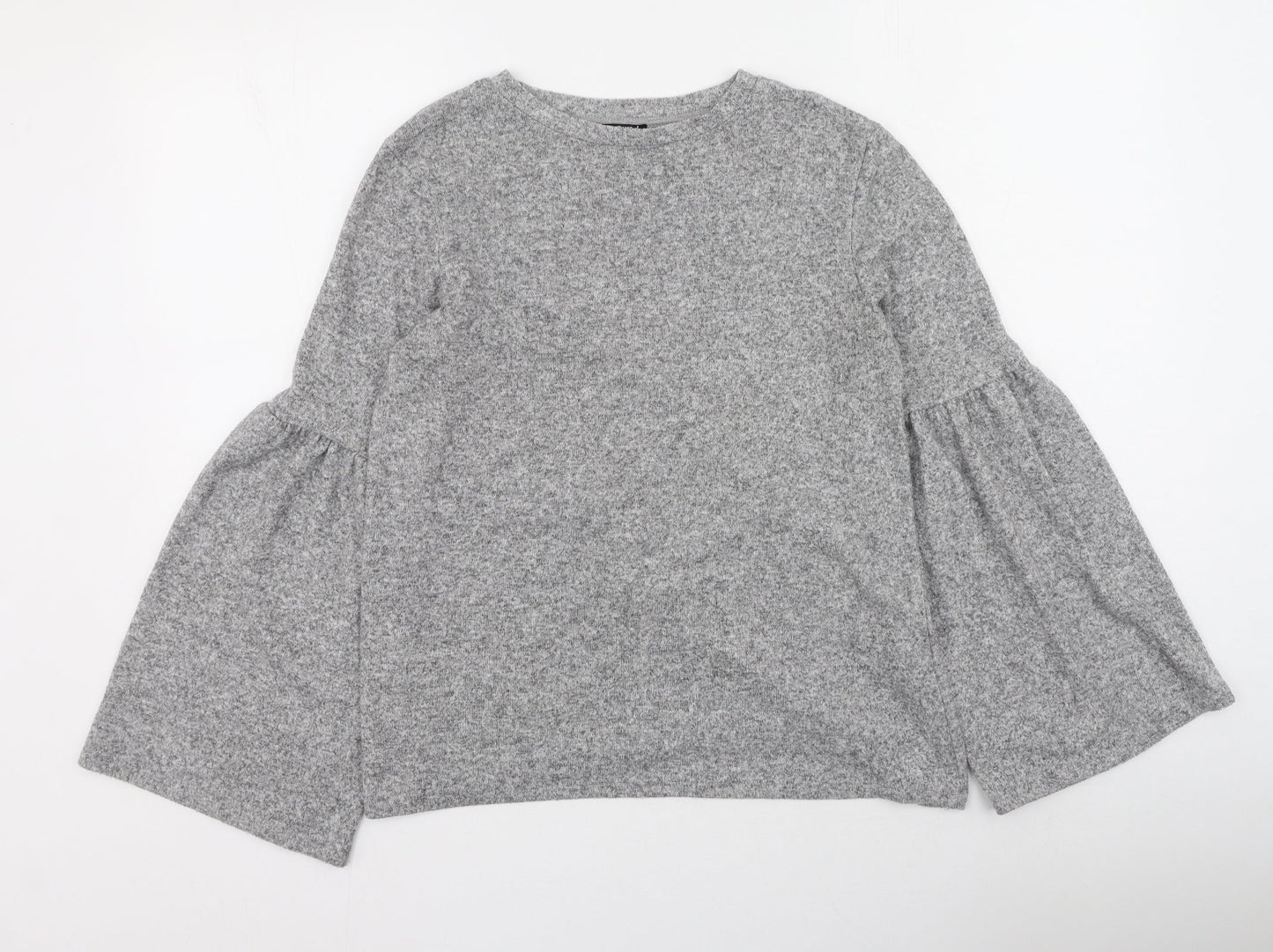 Zara Womens Grey Round Neck  Viscose Pullover Jumper Size S