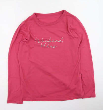 Pep&Co Womens Pink  Polyester Basic Blouse Size 8 Round Neck