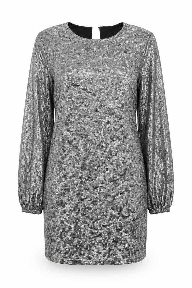 Oasis Womens Silver  Polyester Bodycon  Size L  Round Neck
