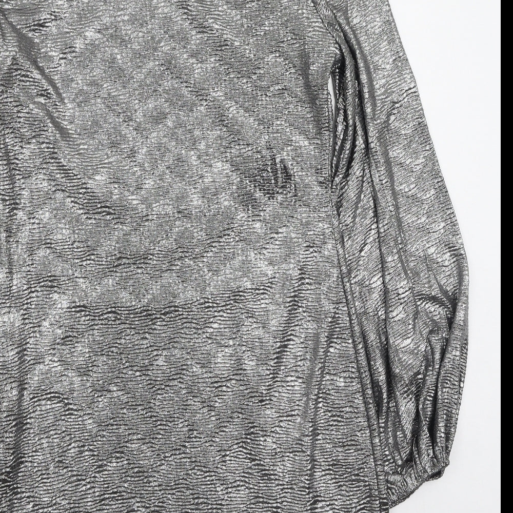 Oasis Womens Silver  Polyester Bodycon  Size L  Round Neck