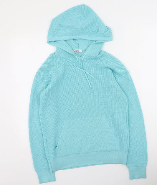 Gallery Womens Blue  Cotton Pullover Hoodie Size S