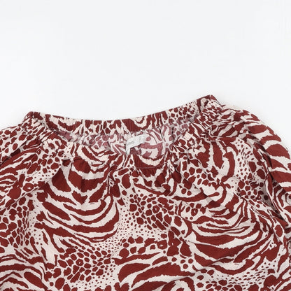 Mango Womens Multicoloured Animal Print Cotton Basic Blouse Size XS Off the Shoulder