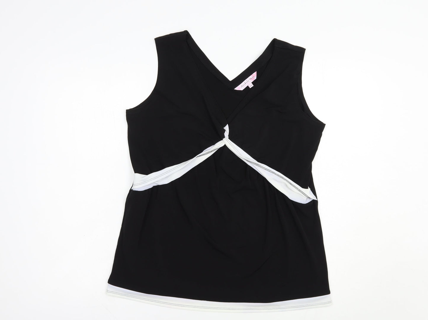 Michele Hope Womens Black  Polyester Basic Tank Size 14 V-Neck