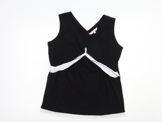 Michele Hope Womens Black  Polyester Basic Tank Size 14 V-Neck
