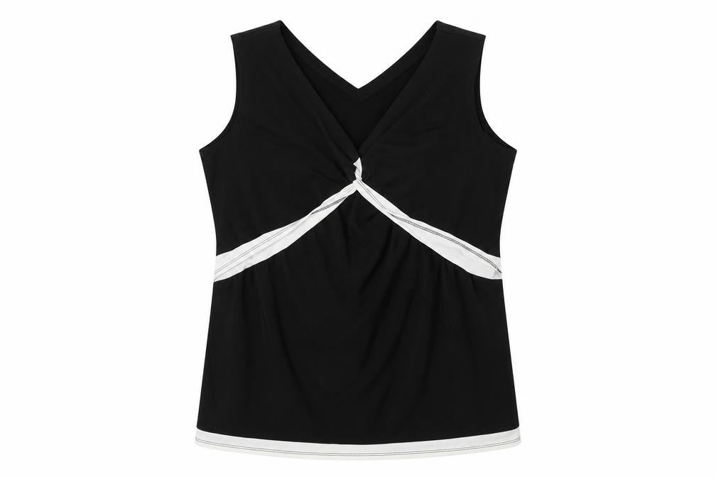 Michele Hope Womens Black  Polyester Basic Tank Size 14 V-Neck