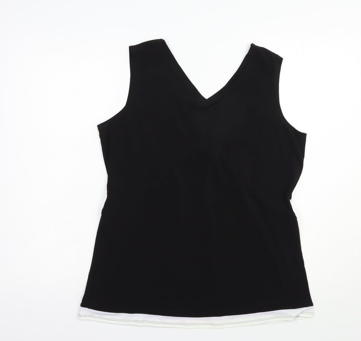 Michele Hope Womens Black  Polyester Basic Tank Size 14 V-Neck