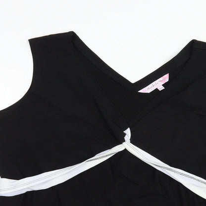Michele Hope Womens Black  Polyester Basic Tank Size 14 V-Neck