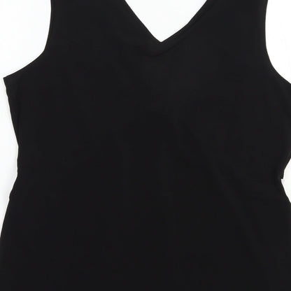 Michele Hope Womens Black  Polyester Basic Tank Size 14 V-Neck