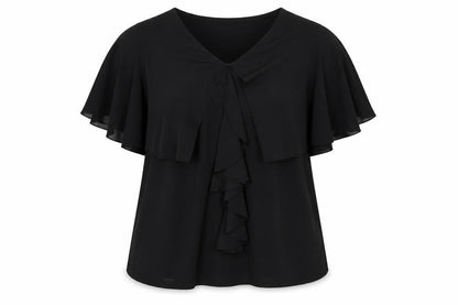 Simontons Womens Black  Polyester Basic Blouse Size M V-Neck