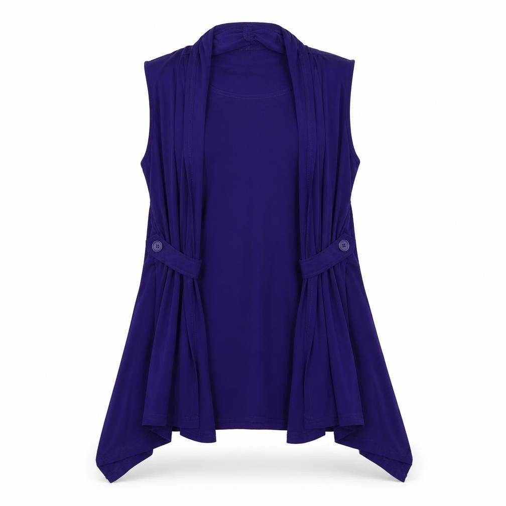 Nina Leonard Womens Purple  Polyester Basic Blouse Size L Round Neck