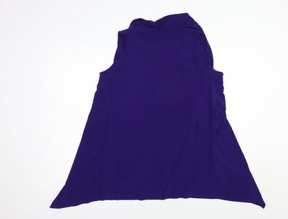 Nina Leonard Womens Purple  Polyester Basic Blouse Size L Round Neck