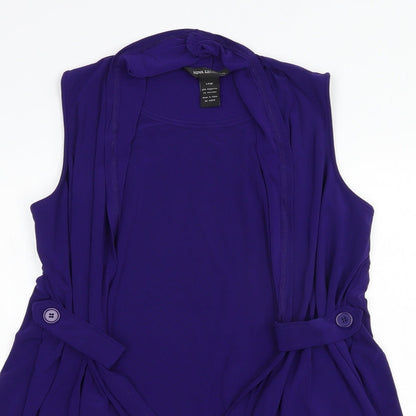 Nina Leonard Womens Purple  Polyester Basic Blouse Size L Round Neck