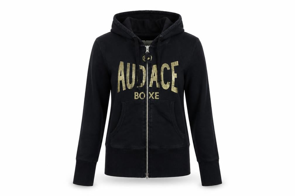Audace Boxe Womens Beige  Cotton Full Zip Hoodie Size XS  Zip