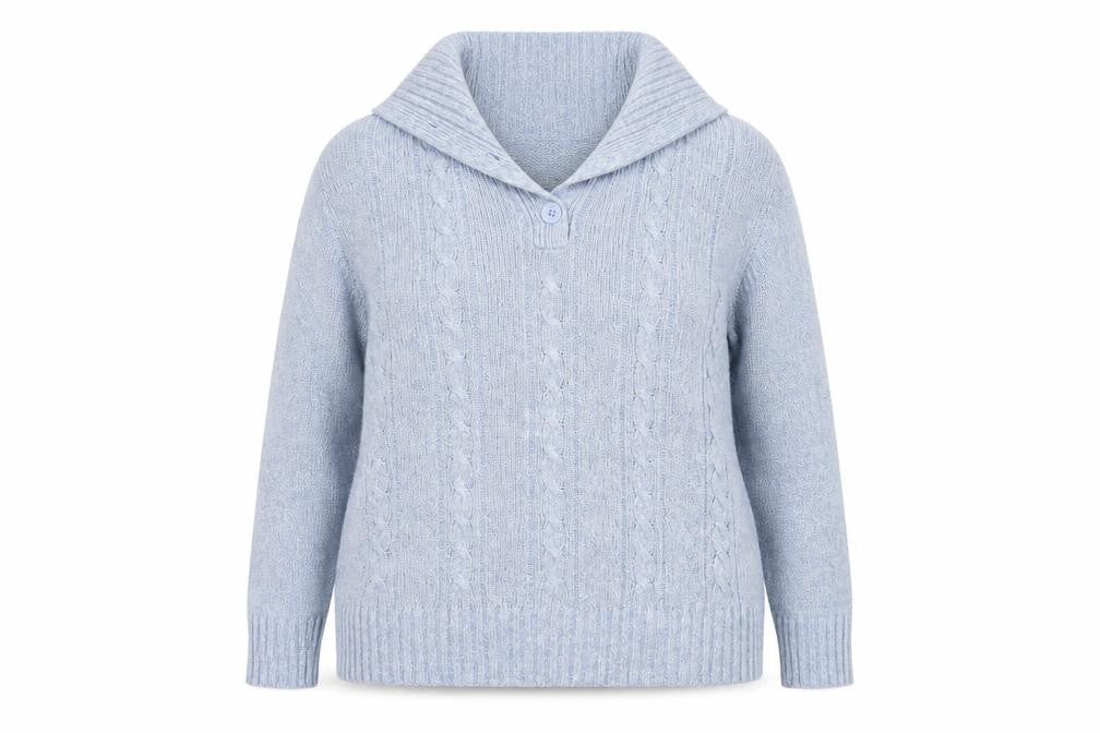 Pure & Natural Womens Blue Collared  Acrylic Pullover Jumper Size 18