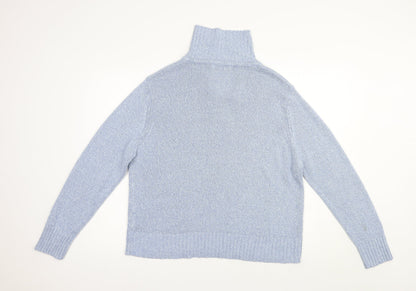 Pure & Natural Womens Blue Collared  Acrylic Pullover Jumper Size 18