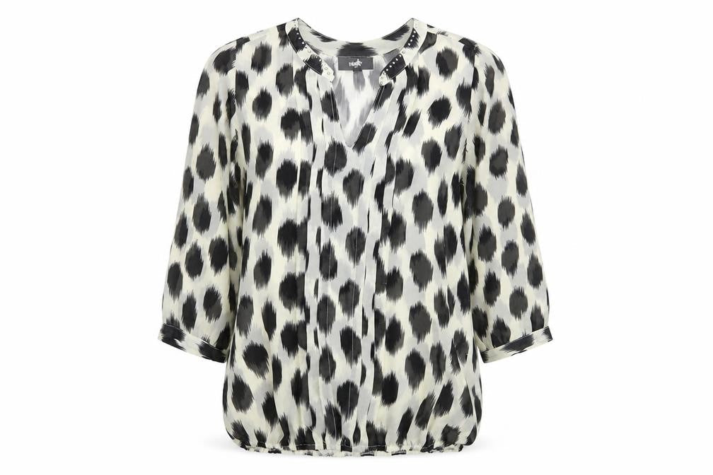 Wallis Womens Ivory Animal Print Polyester Basic Blouse Size S V-Neck