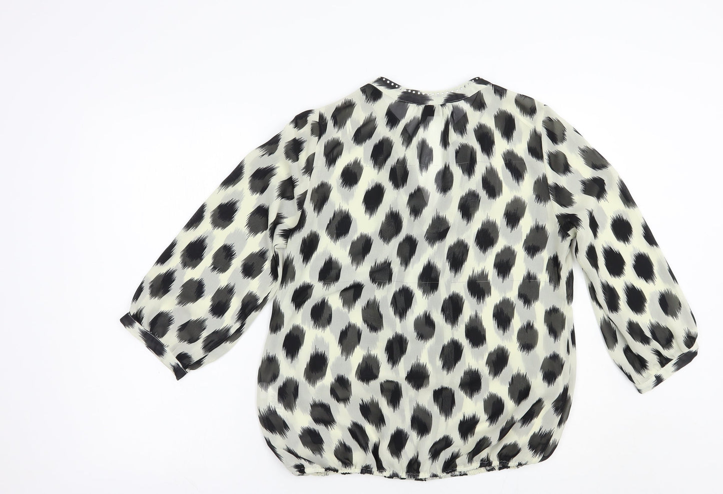 Wallis Womens Ivory Animal Print Polyester Basic Blouse Size S V-Neck