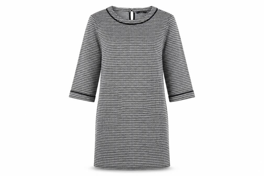George Womens Black Houndstooth Polyester Shift  Size 12  Boat Neck Button