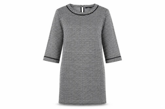 George Womens Black Houndstooth Polyester Shift  Size 12  Boat Neck Button