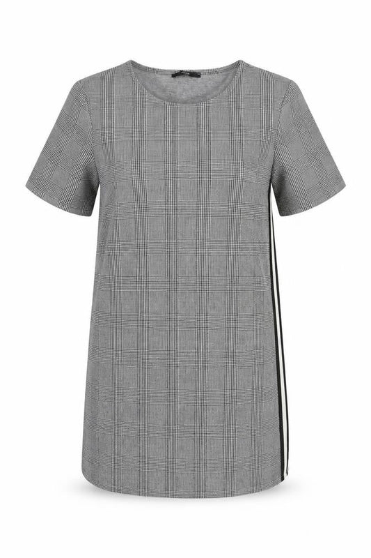 George Womens Grey Plaid Polyester Shift  Size 12  Boat Neck Pullover