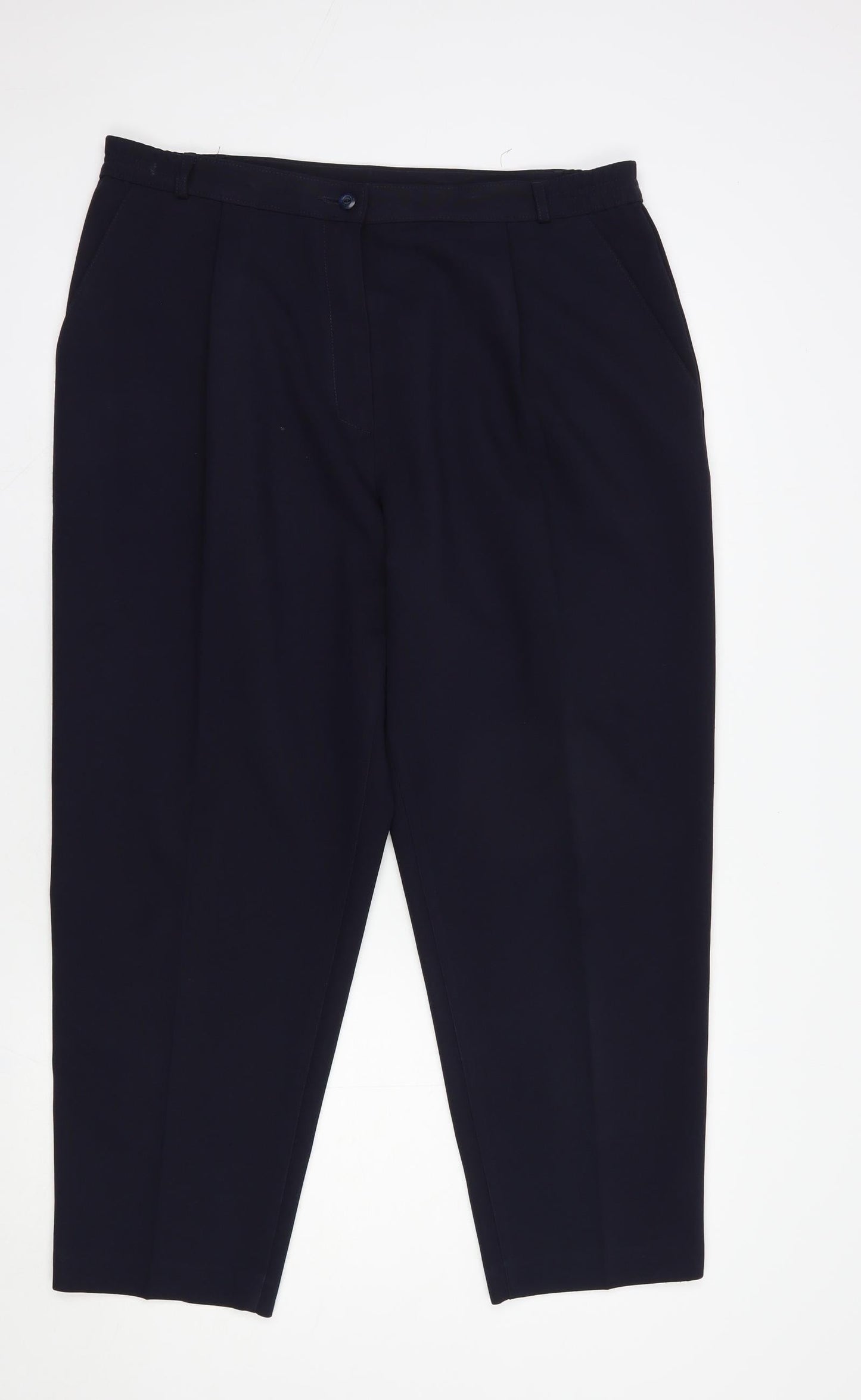 Marks and Spencer Womens Blue  Polyester Dress Pants Trousers Size 18 L26 in Regular Button