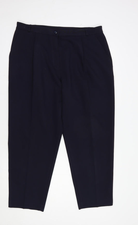 Marks and Spencer Womens Blue  Polyester Dress Pants Trousers Size 18 L26 in Regular Button