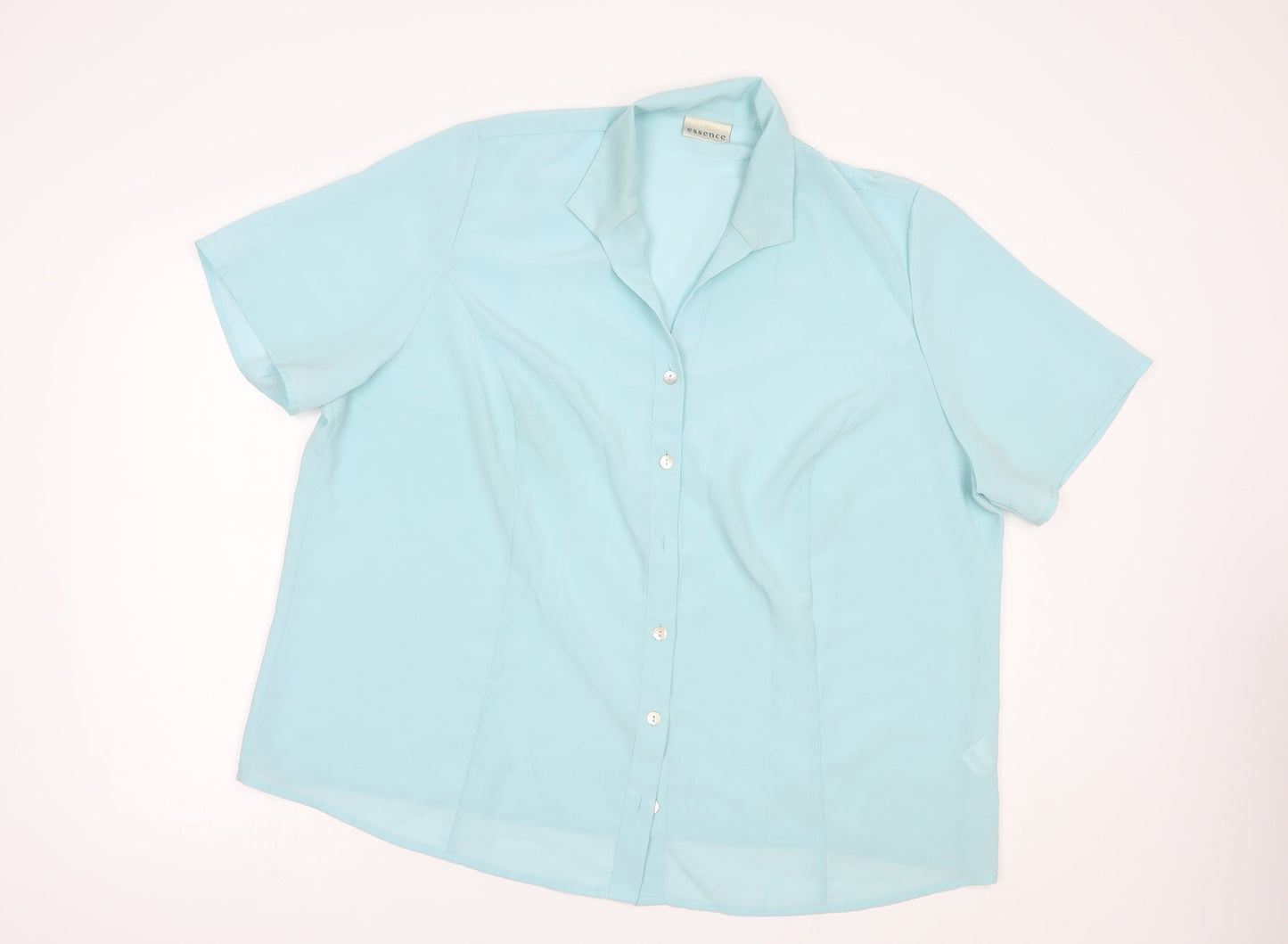 essence Womens Blue  Polyester Basic Button-Up Size 22 Collared