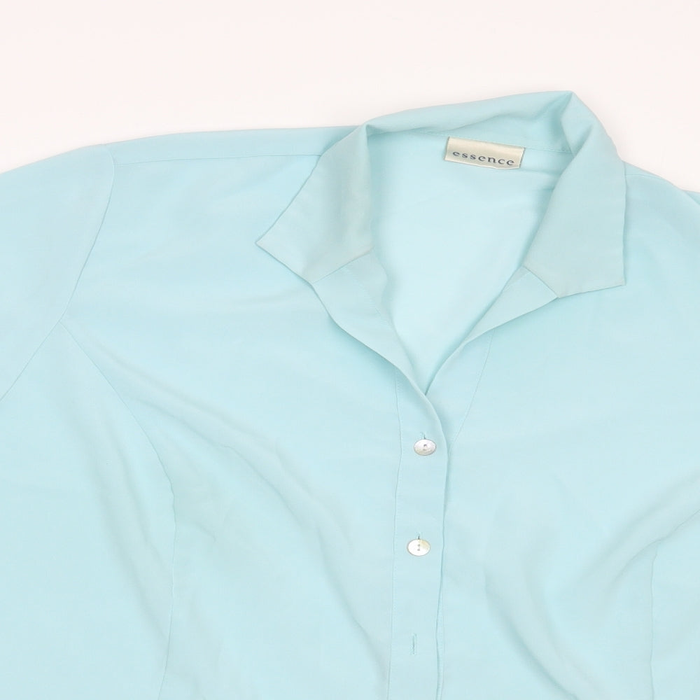essence Womens Blue  Polyester Basic Button-Up Size 22 Collared