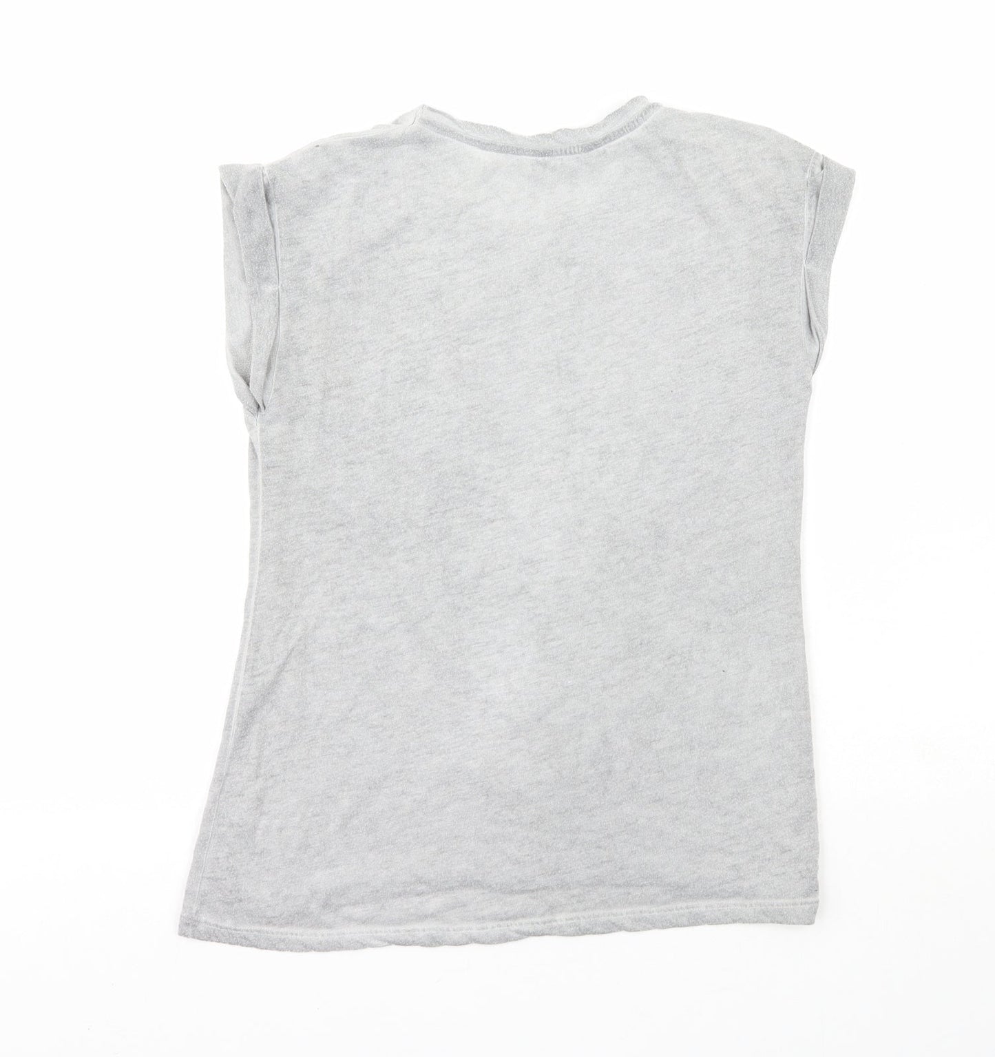 Internacionale Womens Grey  Polyester Basic T-Shirt Size 8 Crew Neck - Rebel Love