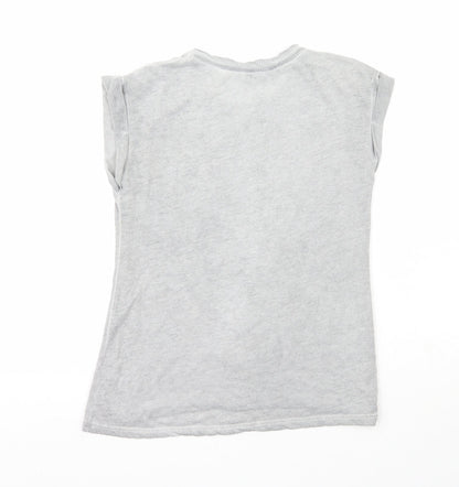 Internacionale Womens Grey  Polyester Basic T-Shirt Size 8 Crew Neck - Rebel Love