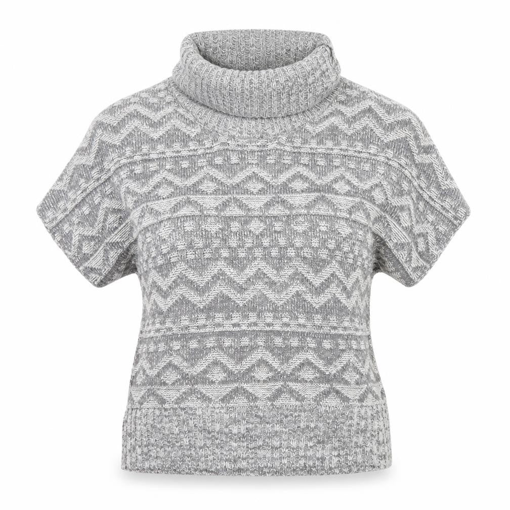 Peacocks Womens Grey Roll Neck Geometric Acrylic Pullover Jumper Size S