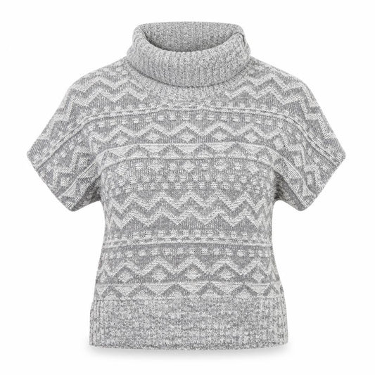 Peacocks Womens Grey Roll Neck Geometric Acrylic Pullover Jumper Size S