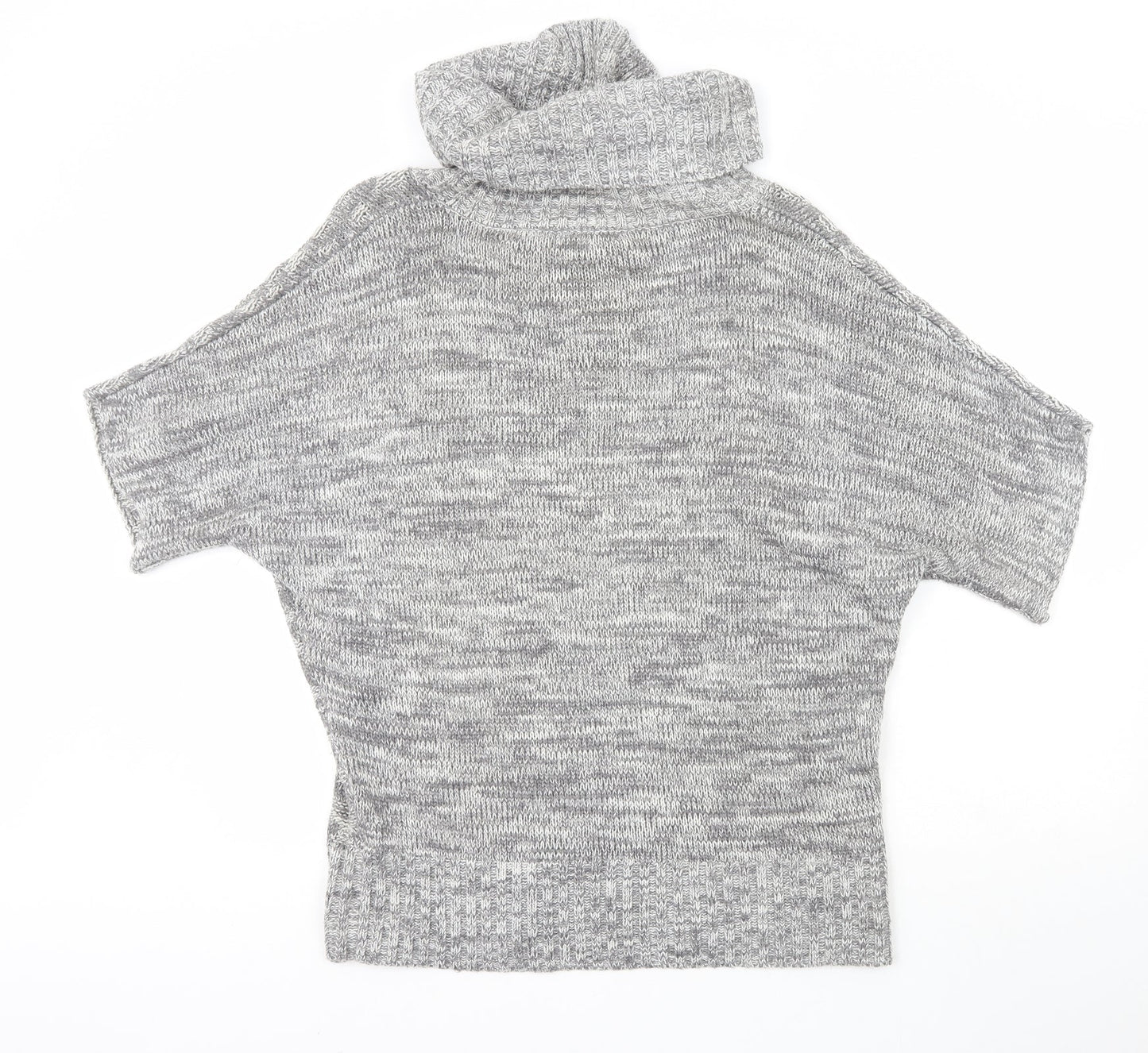 Peacocks Womens Grey Roll Neck Geometric Acrylic Pullover Jumper Size S