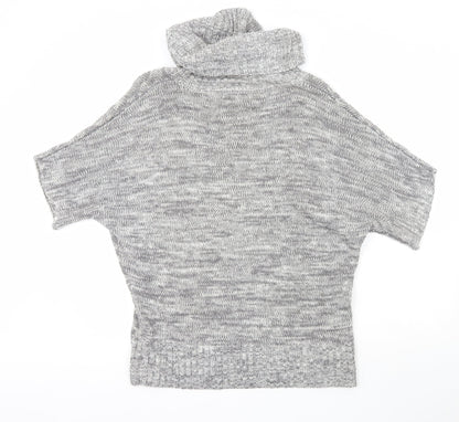 Peacocks Womens Grey Roll Neck Geometric Acrylic Pullover Jumper Size S