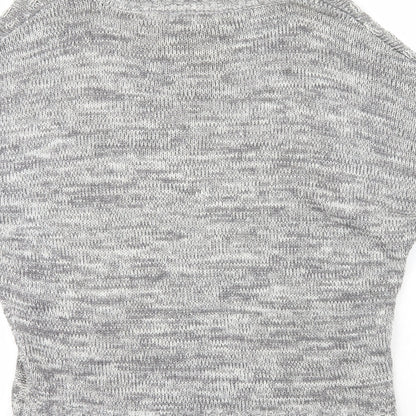 Peacocks Womens Grey Roll Neck Geometric Acrylic Pullover Jumper Size S