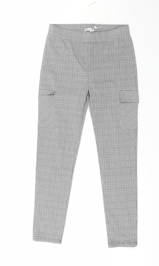 Cherry Koko  Womens Grey Plaid Cotton Trousers  Size M L25.5 in Regular