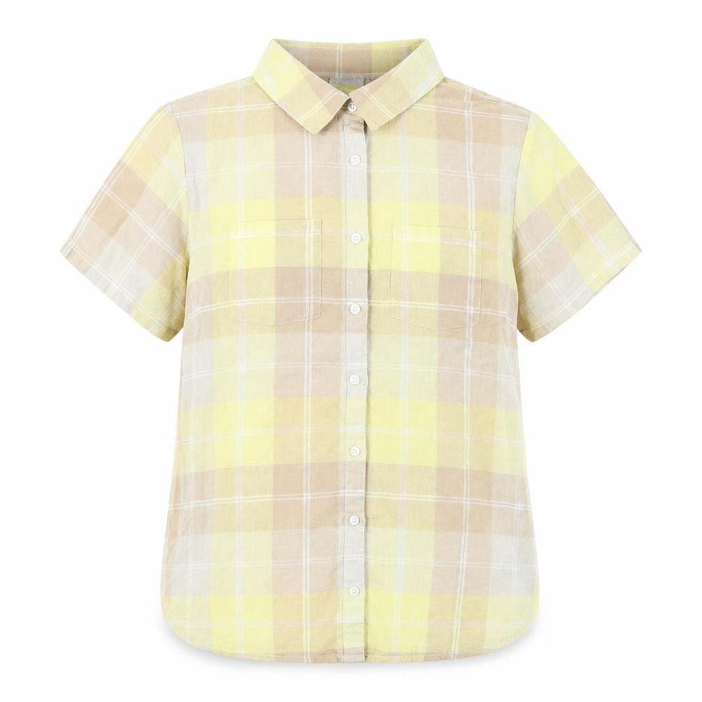 Damart Boys Yellow Plaid 100% Cotton Basic Button-Up Size 14 Years Collared