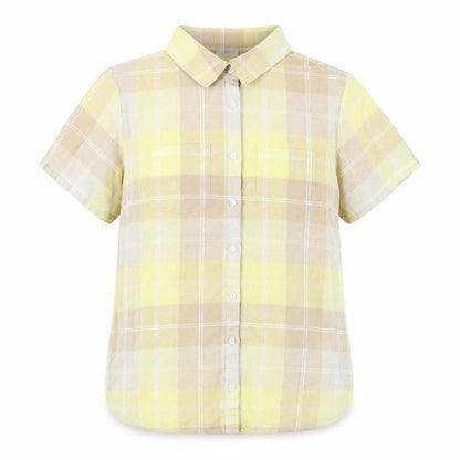 Damart Boys Yellow Plaid 100% Cotton Basic Button-Up Size 14 Years Collared