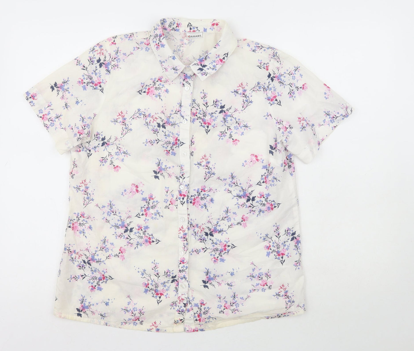 Damart Boys Multicoloured  100% Cotton Basic Button-Up Size 14 Years Collared  - Flowers