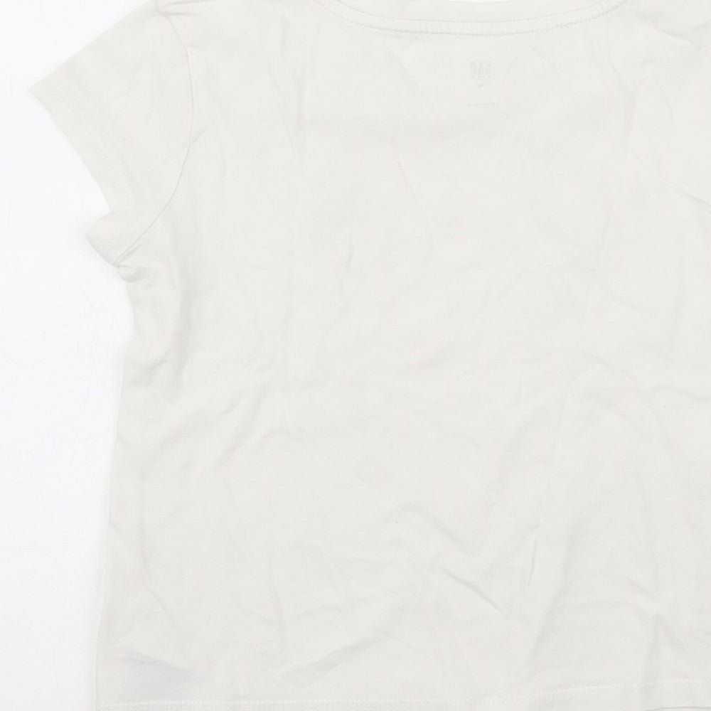 Gap Girls White  Polyester Pullover T-Shirt Size S Crew Neck  - Lama